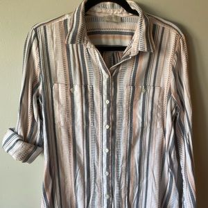 Loft Striped Loose Dress Shirt - Long Sleeve to 3/4 Length